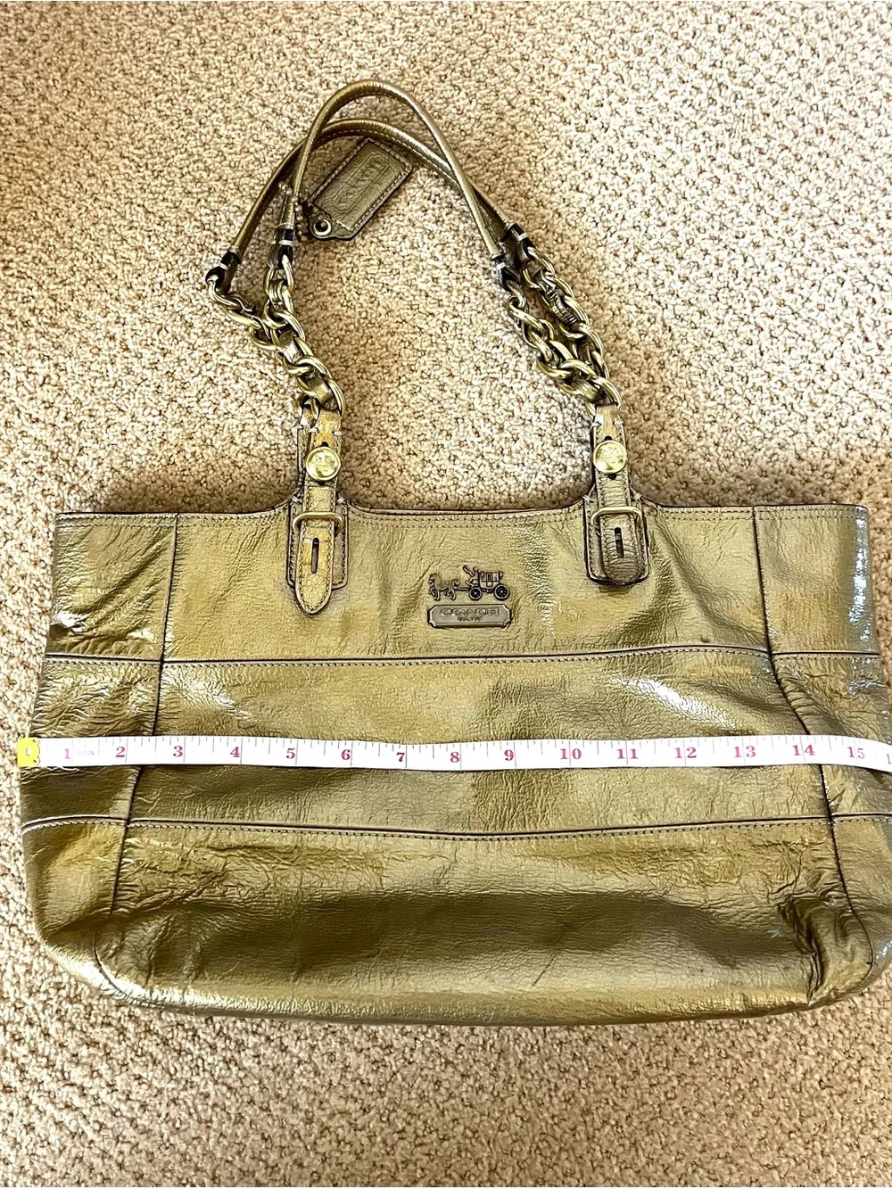 Coach Madison Tribeca Gold Patent Leather Tote - Picture 10 of 16
